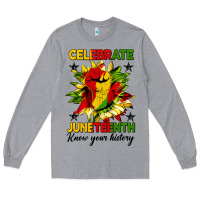 Heather Grey celebrate juneteenth know your history Long Sleeve Tee - HRA Design Shop