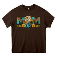 Chocolate Brown Western Charolais Cow Mom Life Heavy Core Tee - LillyAllenDesigns