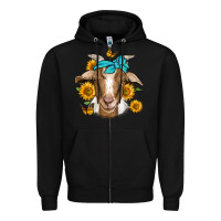 Black sunflower bandana goat Zipper Hoodie - Jasminsmagicworld