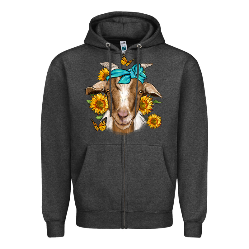 Sunflower Bandana Goat Zipper Hoodie by Jasminsmagicworld | Teevron