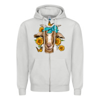 Dove Grey sunflower bandana goat Zipper Hoodie - Jasminsmagicworld