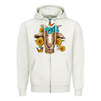 Oatmeal Heather sunflower bandana goat Zipper Hoodie - Jasminsmagicworld