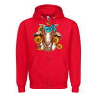 Red sunflower bandana goat Zipper Hoodie - Jasminsmagicworld