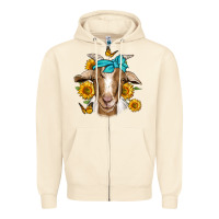 Sandshell sunflower bandana goat Zipper Hoodie - Jasminsmagicworld