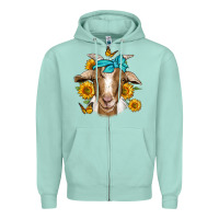 Seafoam sunflower bandana goat Zipper Hoodie - Jasminsmagicworld