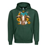 Sports Green sunflower bandana goat Zipper Hoodie - Jasminsmagicworld