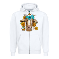 White sunflower bandana goat Zipper Hoodie - Jasminsmagicworld