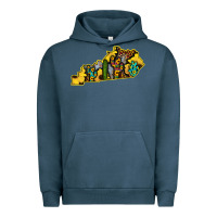 Pigment Midnight Navy Kentucky Map Western Sunflower Pattern Urban Hoodie - Bettercallsaul