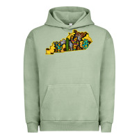 Pigment Oil Green Kentucky Map Western Sunflower Pattern Urban Hoodie - Bettercallsaul