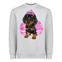 Heather Grey Balerina Dachshund With Tutu Heavyweight Sweatshirt - RanaPortraitStore