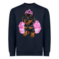 Navy Balerina Dachshund With Tutu Heavyweight Sweatshirt - RanaPortraitStore
