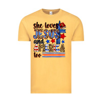 Vintage Mustard she loves jesus and america too Vintage Tee - Zillion Design Studio