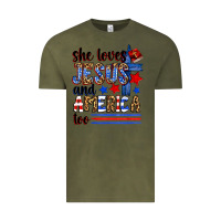 Vintage Olive she loves jesus and america too Vintage Tee - Zillion Design Studio