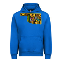 Cobalt Western Oklahoma Map Sunflower Pattern Urban Hoodie - Bettercallsaul
