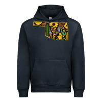 Navy Western Oklahoma Map Sunflower Pattern Urban Hoodie - Bettercallsaul
