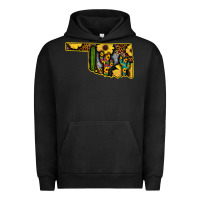 Pigment Black Western Oklahoma Map Sunflower Pattern Urban Hoodie - Bettercallsaul