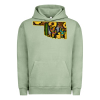 Pigment Oil Green Western Oklahoma Map Sunflower Pattern Urban Hoodie - Bettercallsaul