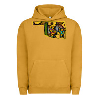 Pigment Peanut Butter Western Oklahoma Map Sunflower Pattern Urban Hoodie - Bettercallsaul