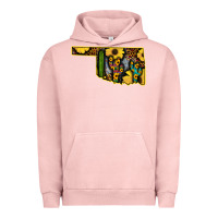 Pigment Salmon Western Oklahoma Map Sunflower Pattern Urban Hoodie - Bettercallsaul