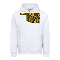 White Western Oklahoma Map Sunflower Pattern Urban Hoodie - Bettercallsaul