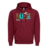 Burgundy western nurse Zipper Hoodie - BundleAndBundleShop
