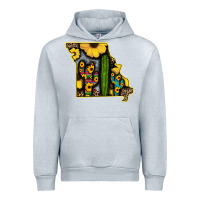 Heather Grey Western Missouri Map Sunflower And Cactus Pattern Urban Hoodie - Bettercallsaul