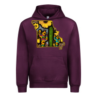 Mauve Wine Western Missouri Map Sunflower And Cactus Pattern Urban Hoodie - Bettercallsaul