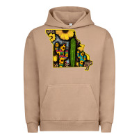Pigment Burro Western Missouri Map Sunflower And Cactus Pattern Urban Hoodie - Bettercallsaul