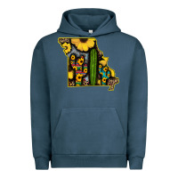 Pigment Midnight Navy Western Missouri Map Sunflower And Cactus Pattern Urban Hoodie - Bettercallsaul