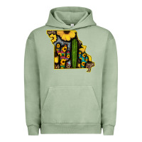 Pigment Oil Green Western Missouri Map Sunflower And Cactus Pattern Urban Hoodie - Bettercallsaul