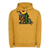 Pigment Peanut Butter Western Missouri Map Sunflower And Cactus Pattern Urban Hoodie - Bettercallsaul