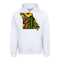 White Western Missouri Map Sunflower And Cactus Pattern Urban Hoodie - Bettercallsaul