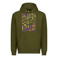 Army Green Mardi Gras diva Premium Hoodie - BundleAndBundleShop