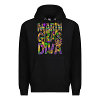 Black Mardi Gras diva Premium Hoodie - BundleAndBundleShop