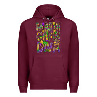 Burgundy Mardi Gras diva Premium Hoodie - BundleAndBundleShop