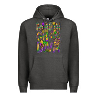 Charcoal Heather Mardi Gras diva Premium Hoodie - BundleAndBundleShop