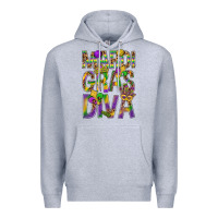Heather Grey Mardi Gras diva Premium Hoodie - BundleAndBundleShop