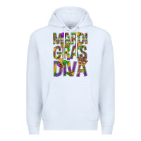 White Mardi Gras diva Premium Hoodie - BundleAndBundleShop