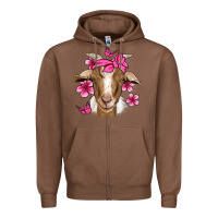 Chestnut pink floral bandana goat Zipper Hoodie - Jasminsmagicworld