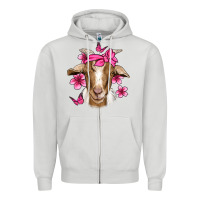 Dove Grey pink floral bandana goat Zipper Hoodie - Jasminsmagicworld