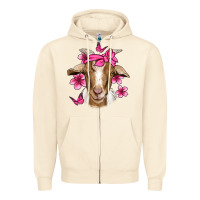 Sandshell pink floral bandana goat Zipper Hoodie - Jasminsmagicworld