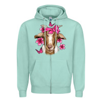 Seafoam pink floral bandana goat Zipper Hoodie - Jasminsmagicworld