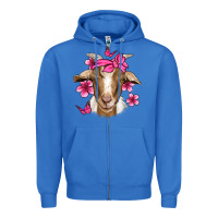 True Royal pink floral bandana goat Zipper Hoodie - Jasminsmagicworld