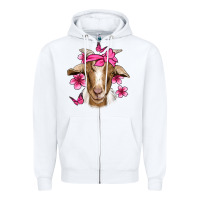 White pink floral bandana goat Zipper Hoodie - Jasminsmagicworld
