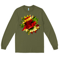 Army Green juneteenth sunflower Long Sleeve Tee - HRA Design Shop