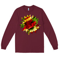 Burgundy juneteenth sunflower Long Sleeve Tee - HRA Design Shop