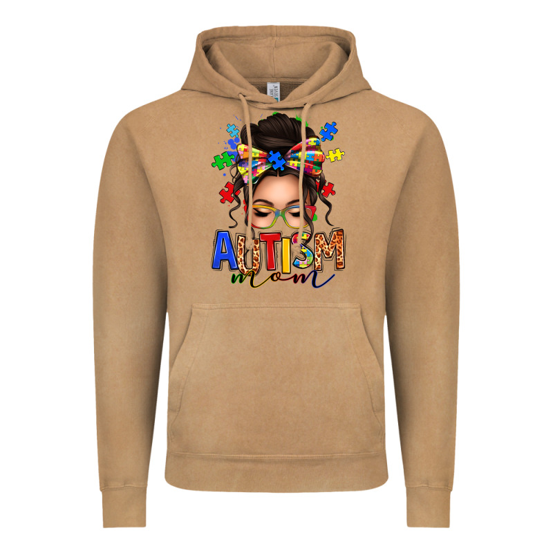 Autism Mom Afro Messy Bun (1) Vintage Hoodie by texasbilliewilder | Teevron