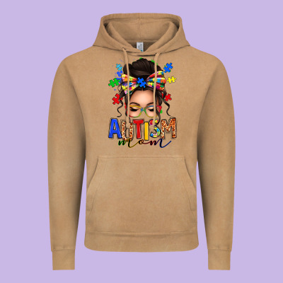 Autism Mom Afro Messy Bun (1) Vintage Hoodie Designed By Texasbilliewilder