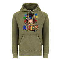 Vintage Olive autism mom afro messy bun (1) Vintage Hoodie - texasbilliewilder