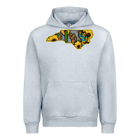 Heather Grey Western North Carolina Map Sunflower Urban Hoodie - Bettercallsaul